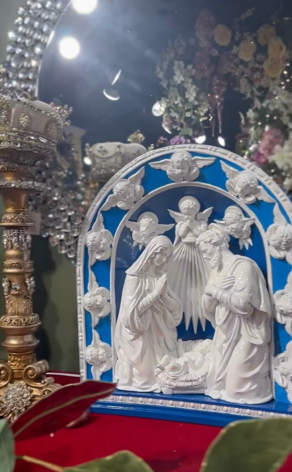 Blue Relief Nativity 18''