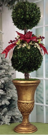 **SIGNED** Tall Double Boxwood Topiary