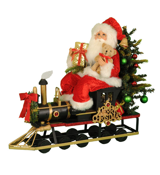Lighted Merry Christmas Train Santa