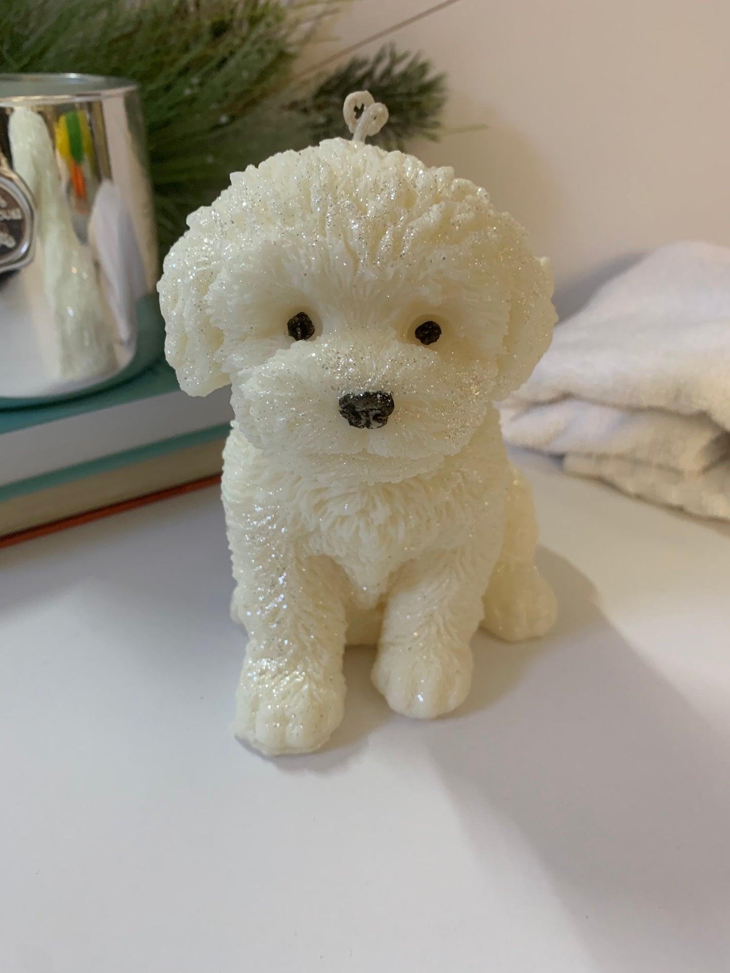 Little White Puppy Candle