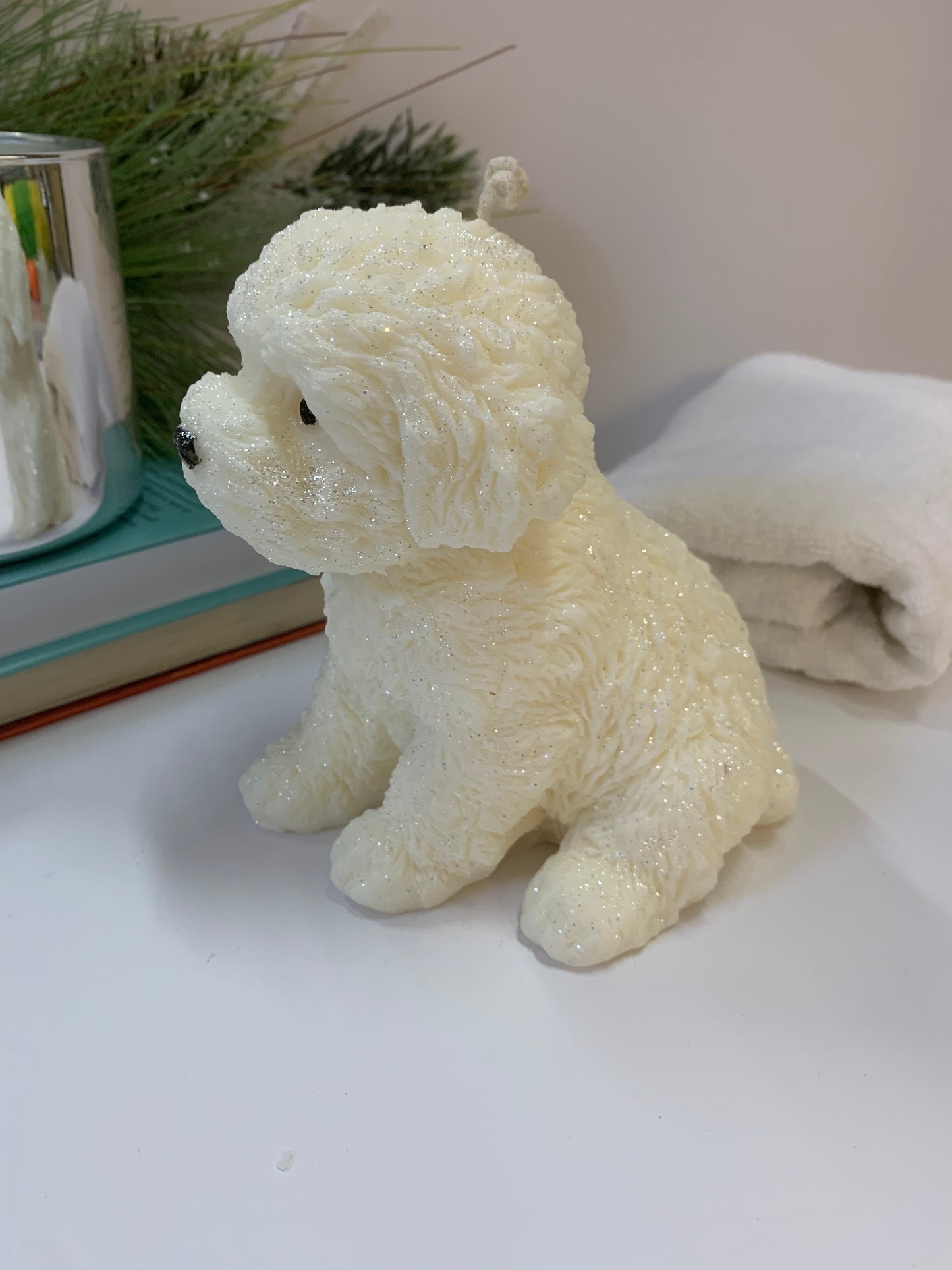 Little White Puppy Candle