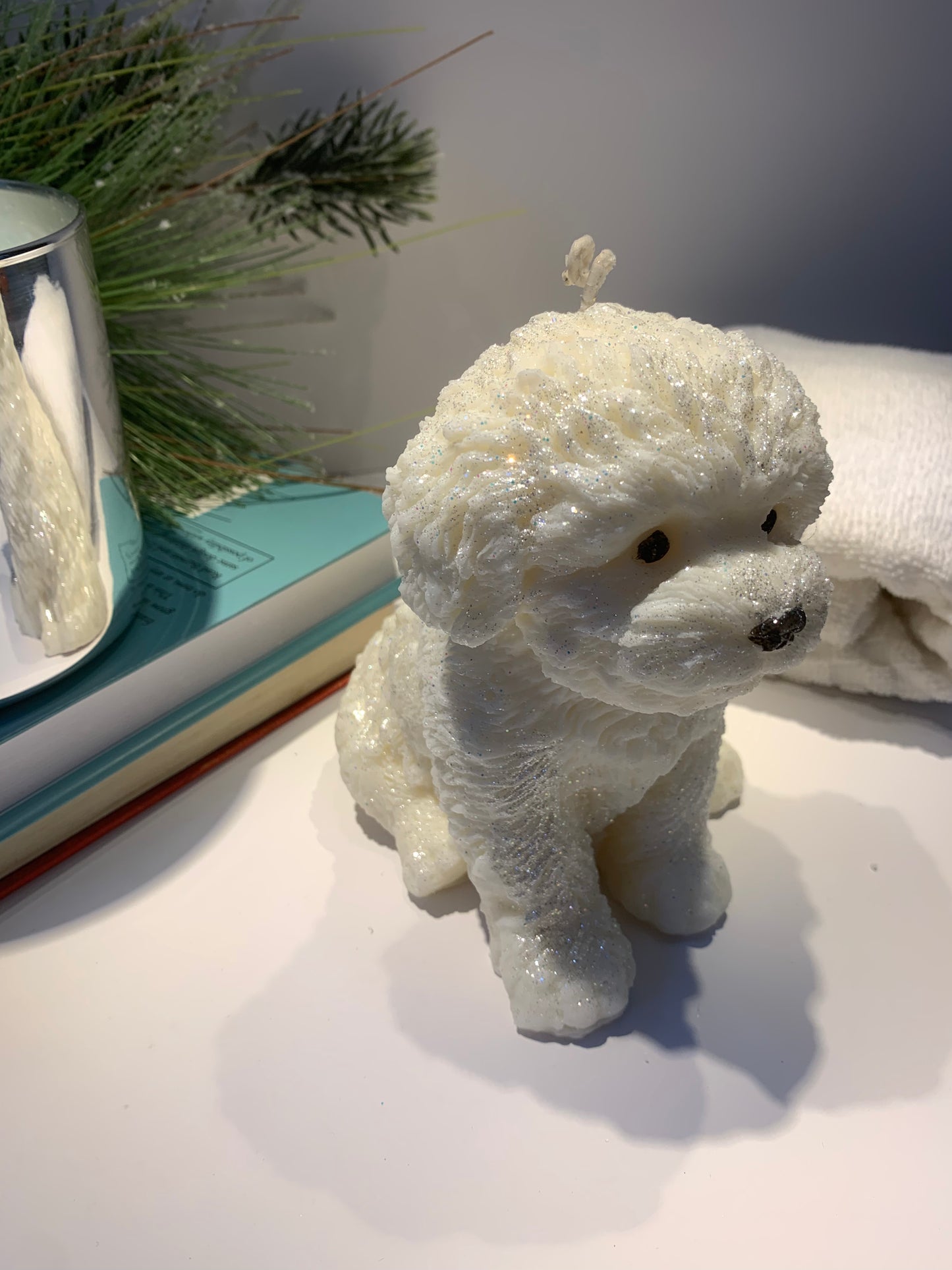 Little White Puppy Candle