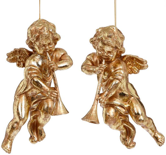 Cherub with Instrument Ornament  7'' (Set of 2)