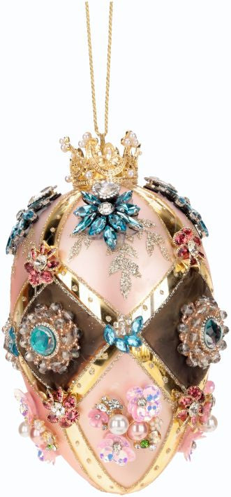 Faberge Jewel Egg Orn, Pink/Brown