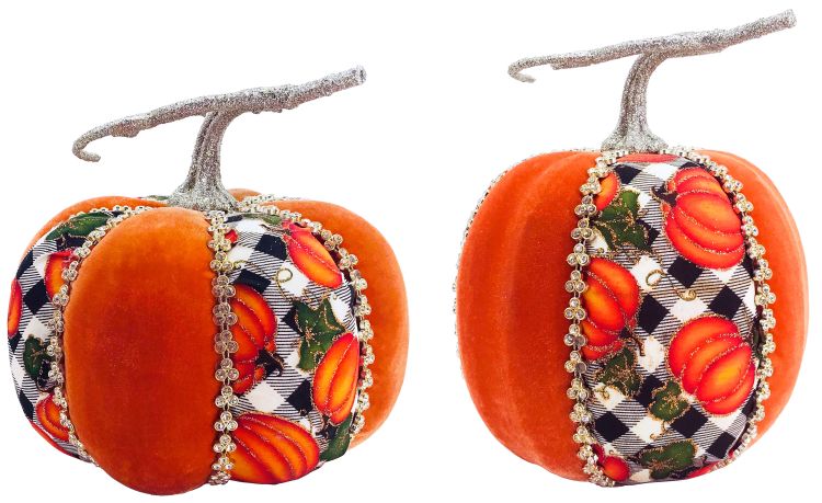 Fall Plaid Pumpkin, set of 2 - 6-7"