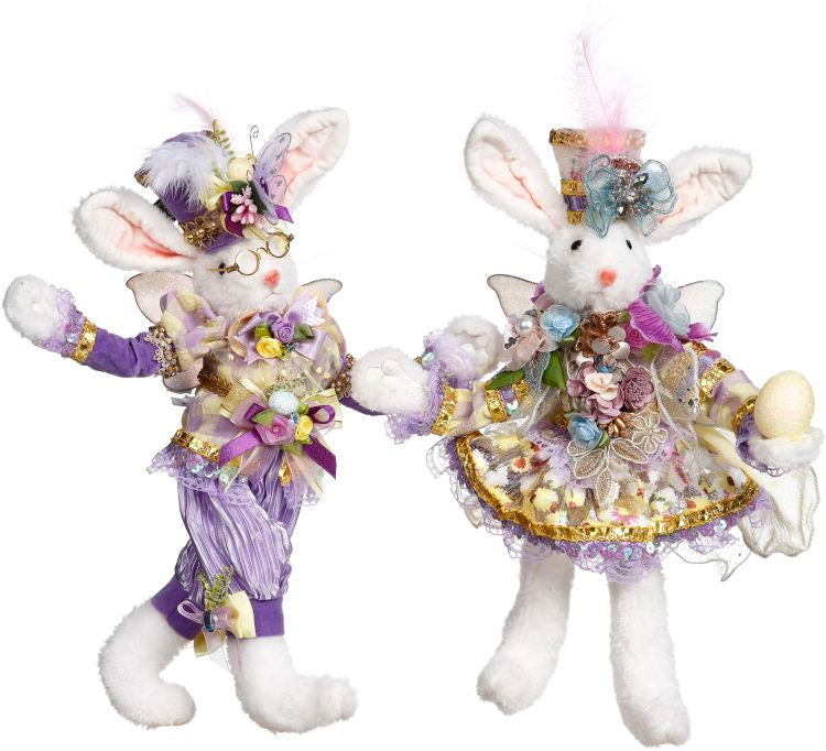 Lavender Mr. & Mrs. Festive Rabbit Fairy, SM 14", ASST OF 2