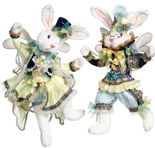 Blue Mr. & Mrs. Festive Rabbit Fairy, MED 17", Asst of 2