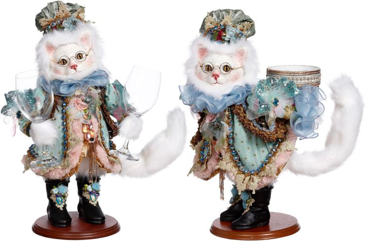 Cat Wine Bottle & Glass Holder 19", Asst of 2