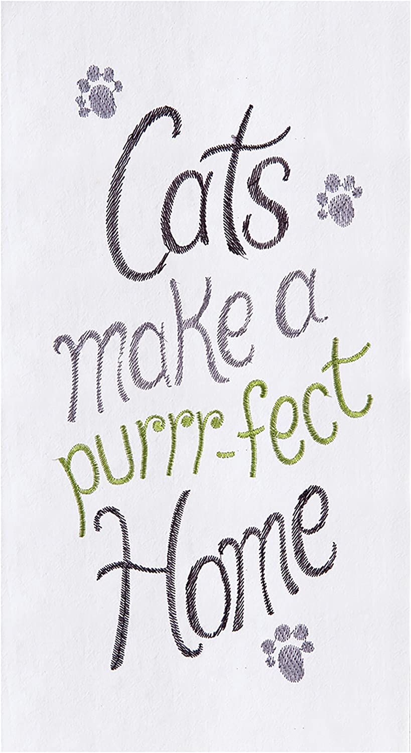 Purrr-FECT Home Flour Sack Kitchen Towel Decor Decoration 18" x 27" White