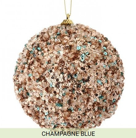 Champagne Ice/Sequin Ball Ornament