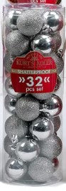 50MM Miniature Shatterproof Shiny and Glitter Ball Ornaments