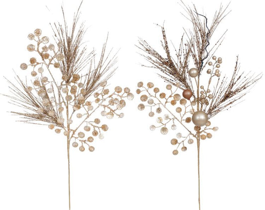 Glitter Pine Ball spray 27'' A2, Set of 6