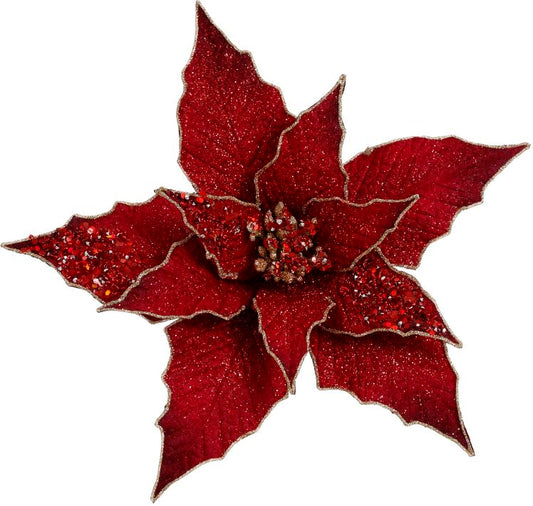 Glitter Poinsettia Clip (Set of 12) (Color Choice)