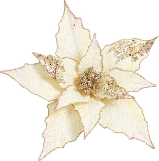 Glitter Poinsettia Clip (Set of 12) (Color Choice)