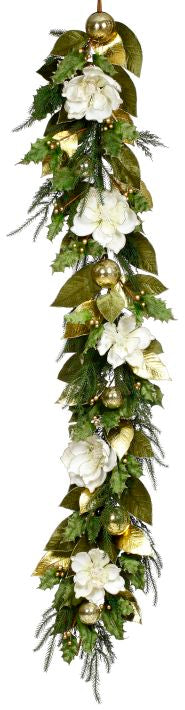 Glittered Magnolia Garland - 72 Inches