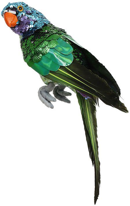 Sequined Parrot Decor, Small - 14 x 7 Inches (set of 6)
