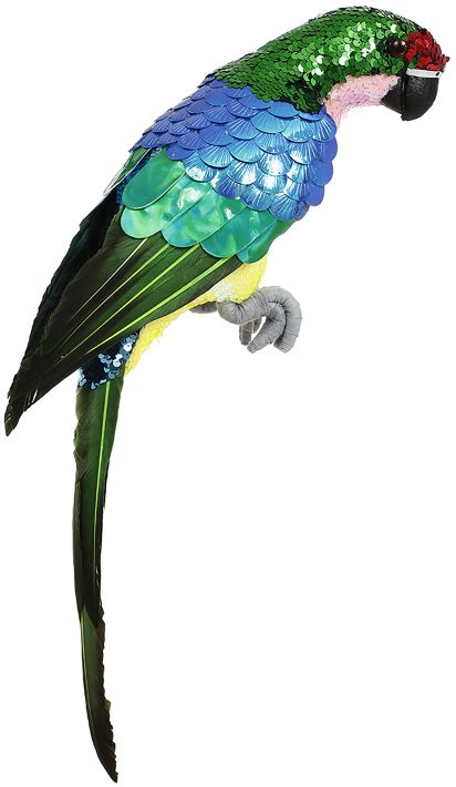 Sequined Parrot Decor, Large - 22 x 10 Inches (set of 6)