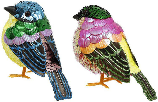 Sequined Bird, Large, Assortment of 2 - 6 x 3 Inches (set of 6)