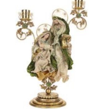 Holy Family on Pedestal, Green 26.5''