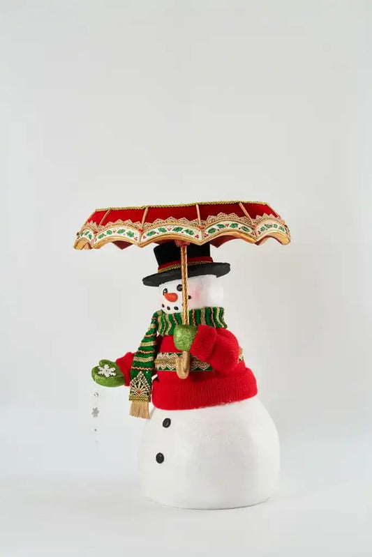 All The Trimmings Snowman With Serving Tray Umbrella