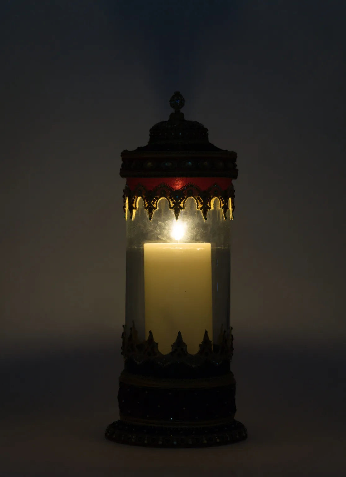 Christmas Castle Hurricane Candle Holder Tabletop