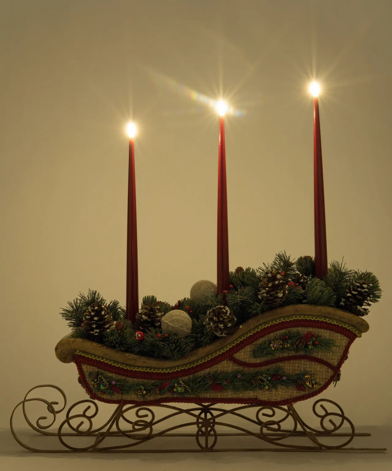 North Country Christmas Sleigh Candle Holder
