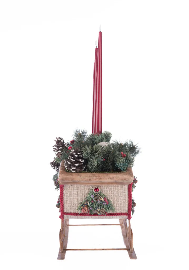 North Country Christmas Sleigh Candle Holder