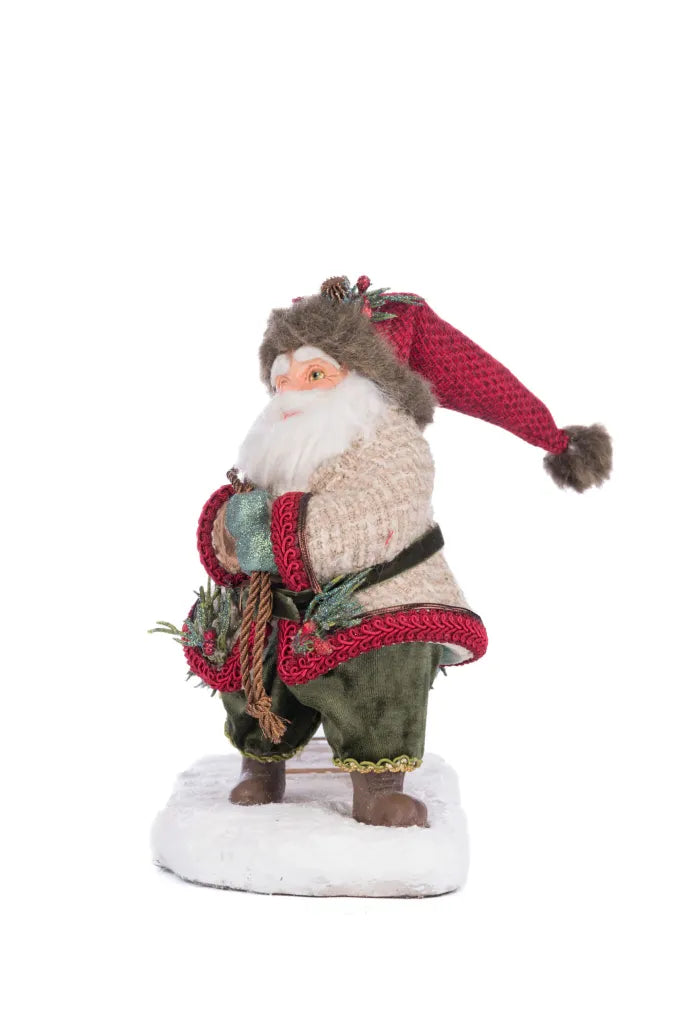 North Country Santa Pulling Sleigh Candle Holder