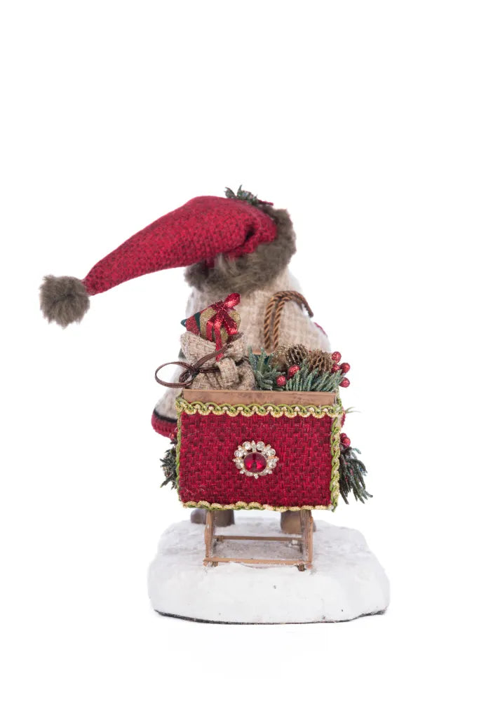 North Country Santa Pulling Sleigh Candle Holder