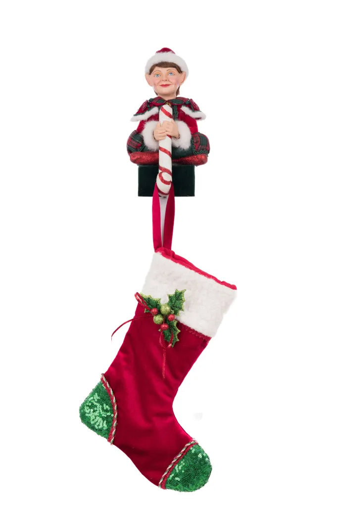 Sitting Elf With Giftbox Stocking Holder
