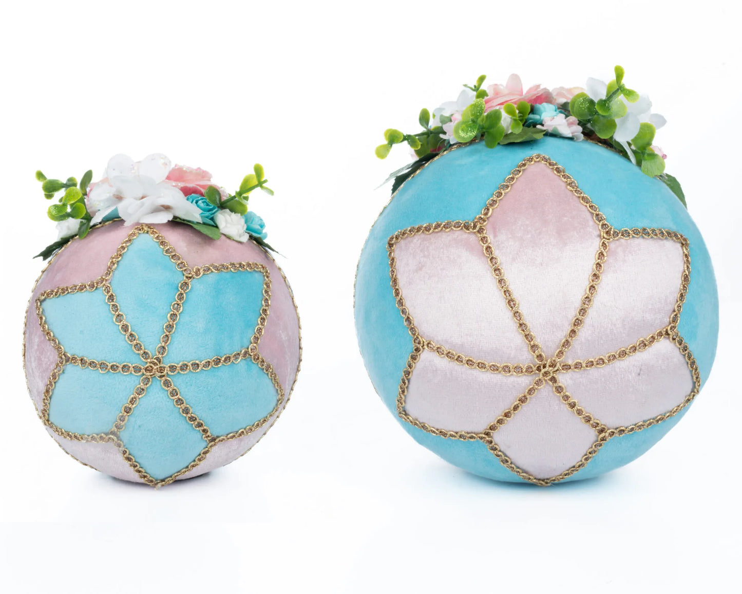 Hearts and Wonderland Fabric Covered Eggs Set of 2