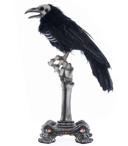 Crow on Skeleton Hand Perch
