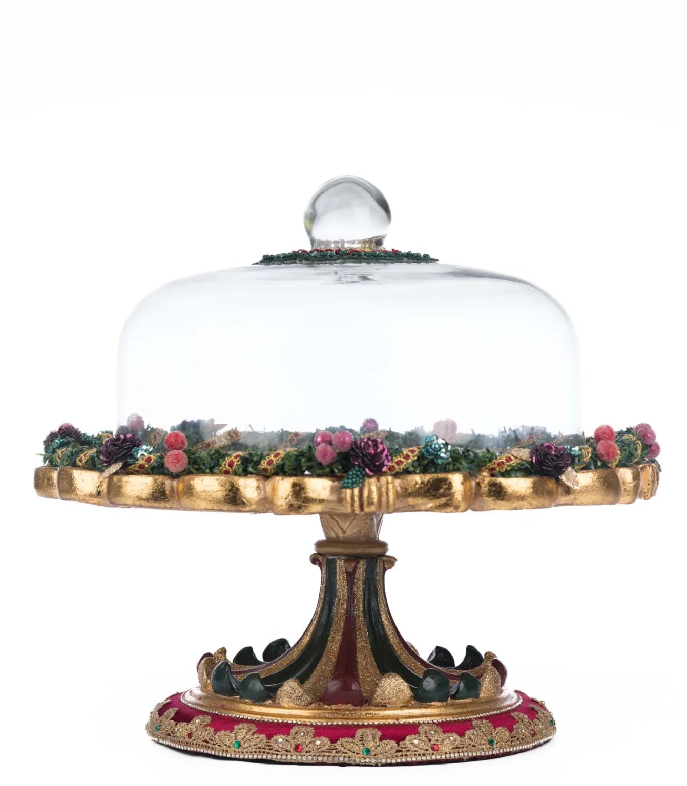 Winter Balsam and Berry Decorative Cloche Serving Piece