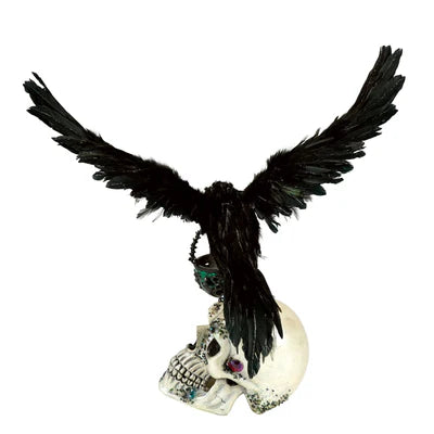 Watchful Crow with Tea Light Lantern