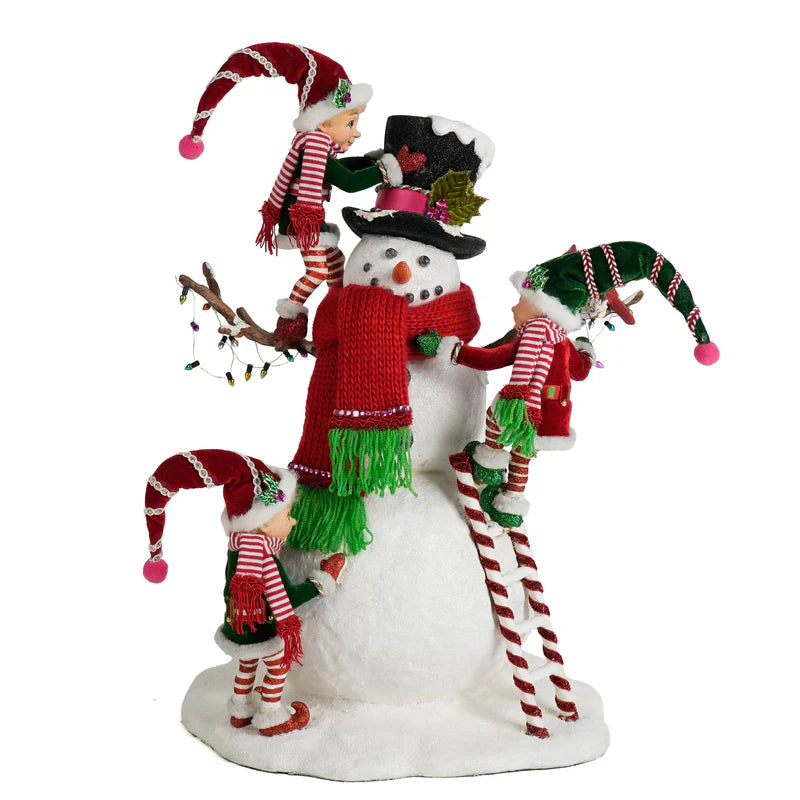Merry Snowman With Elves