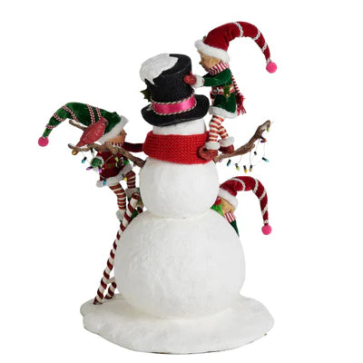 Merry Snowman With Elves