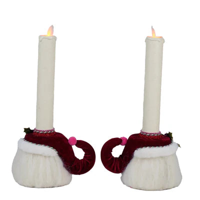 Merry Santa Head Candle Holders Set of 2