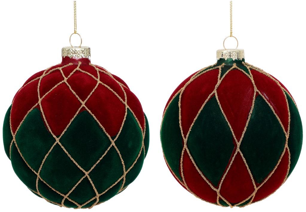 Regal Diamond Velvet Ornament, Box of 12 - 4 Inches