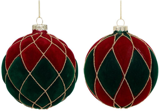 Regal Diamond Velvet Ornament, Box of 6 - 4 Inches
