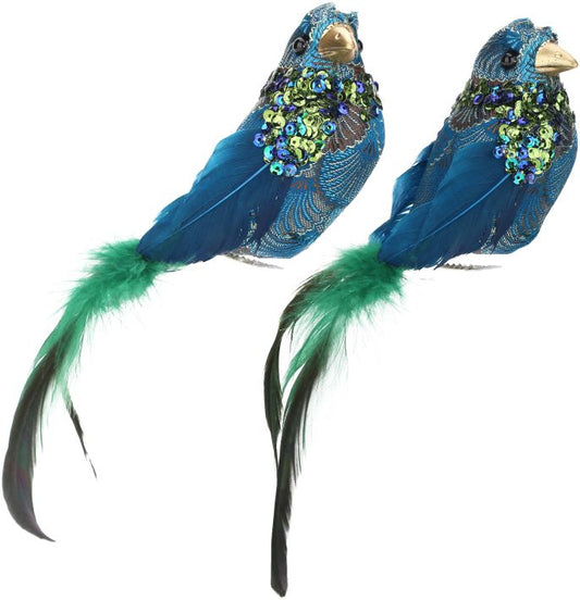 Sparkling Bird Ornament, Set of 6 - 6 x 3 Inches