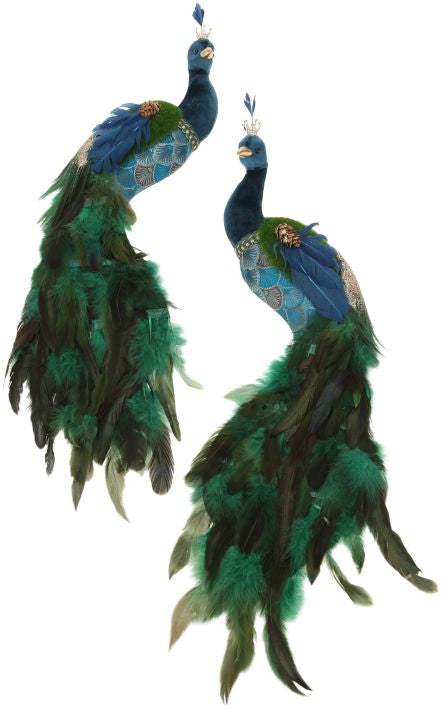 Regal Hanging Peacock, Medium, Set of 6 - 21 Inches