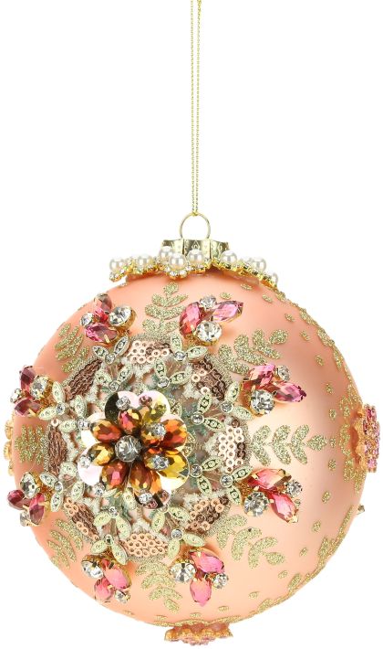 King's Jewel Ball Ornament, Peach - 5 Inches