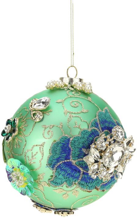 King's Jewel Ball Ornament, Turquoise - 5 Inches