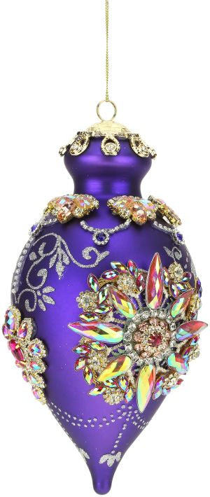 King's Jewel Egg Ornament, Dark Blue/Pur - 7 Inches