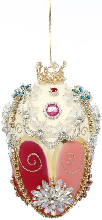 Faberge Jewel Egg Ornament, IVO/ROSE 7''