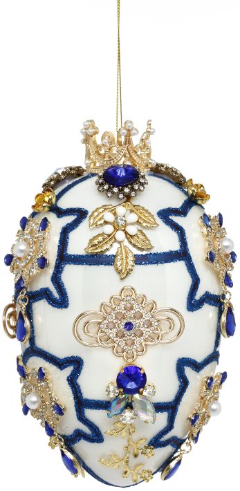 Faberge Jewel Egg Ornament, CHINO 7''