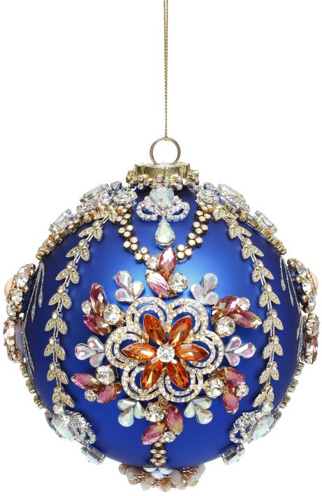 King's Jewel Ball Ornament, Blue - 5 Inches