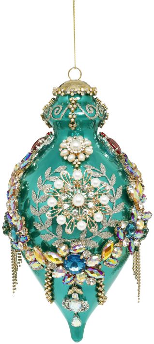 King's Jewel Fancy Finial Ornament, Teal - 8 Inches