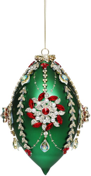 King's Jewel Finial Ornament, Dark Green - 8 Inches