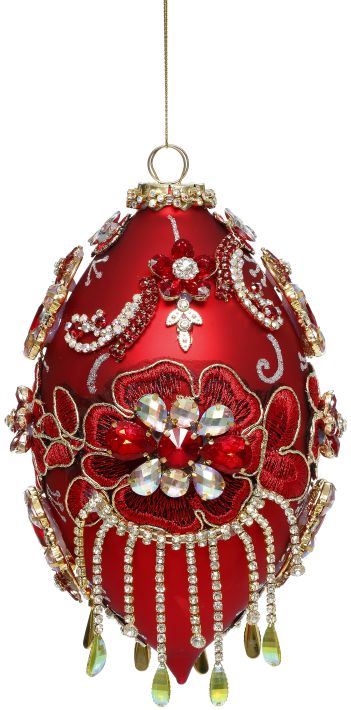 King's Jewel Finial Ornament, Red - 8 Inches